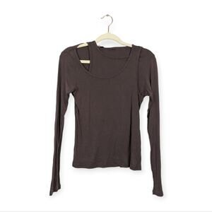 NWT Monrow Brown Asymmetric Long Sleeve Top